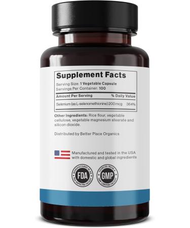 Better Place Supplements Selenium 200mcg - 100 Vegetarian Capsules | Supports Immune System & Healthy Cellular Function (1) - Buy Online on GoSupps.com