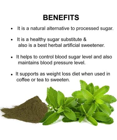 Stevia Leaf Powder (Stevia Rebaudiana) - Unprocessed Stevia Sugar Helps to Control Blood Sugar and Blood Pressure Level Natural Alternative to Processed Sugar (7 Oz/200g) - Buy Online on GoSupps.com