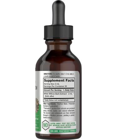 White Willow Bark Extract 2 fl oz - Alcohol Free Liquid Tincture | Super Concentrated | Vegetarian Non-GMO Gluten Free | Horbaach - Buy Online on GoSupps.com