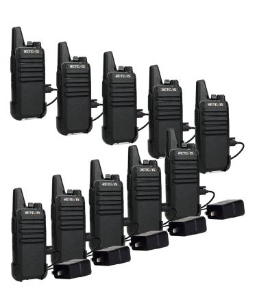 Retevis RT22 Walkie Talkies Rechargeable,Long Range Two Way Radio,2 Way Radio for Adults, Handsfree VOX Mini, for Business Office School Church Restaurant Retail(Black,10 Pack)