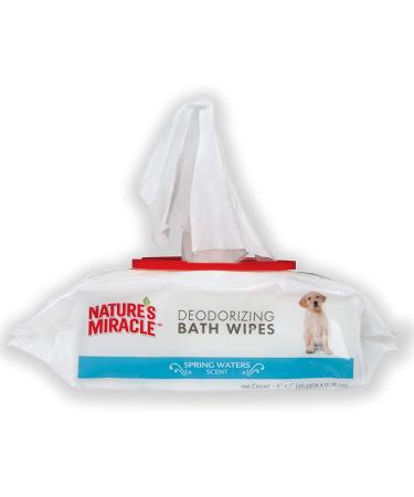Nature's Miracle Dog Bath Wipes - 100 Count, Spring Waters Deodorizing Formula - Buy Online on GoSupps.com