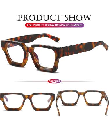 AIEYEZO Square Thick Frame Blue Light Glasses for Men & Women - Trendy Tortoise Fashion Eyewear (54mm - Buy Online on GoSupps.com
