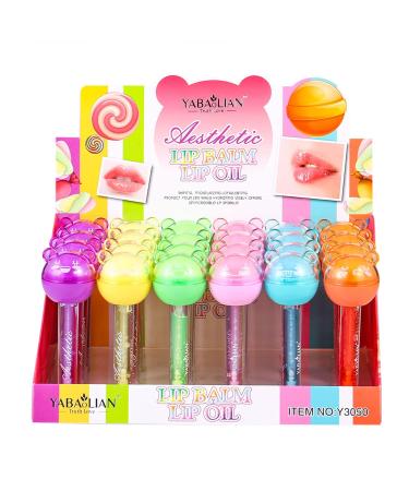 Cute Candy Lip Gloss & Balm Combo | Moisturizing Lollipop Chapstick & Fruit Flavored Lip Oil for Perfect Lip Care - Buy Online on GoSupps.com