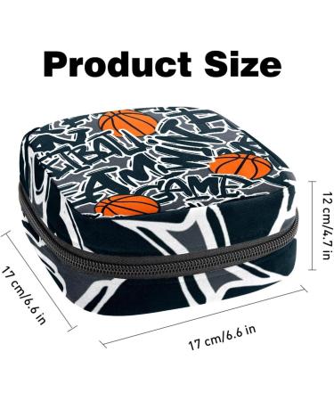 Grunge Basketball Pattern Womens Napkin Storage Bag | Portable Period Bag for Teens & Women | Menstrual Cup Pocket & Breastfeeding Pillow Holder - Buy Online on GoSupps.com