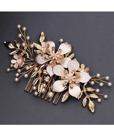 Flower Hair Comb Clips For Women Accessories Prom Gold Color Bridal Wedding Hair Bride Headpiece - Buy Online on GoSupps.com