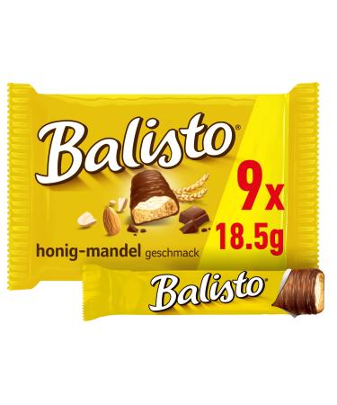 Balisto chocolate bar honey-almond yellow multipack 9 bars of 18.5g each 9 pieces (1 pack) honey almond