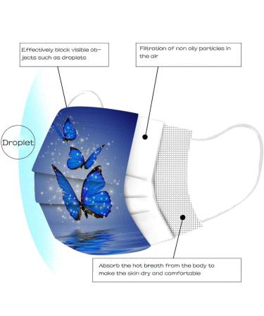 50PCS Single Use Breathable Soft_Mask Butterfly Print 3 Ply Protection Fashion Elegent (50(F)) - Buy Online on GoSupps.com