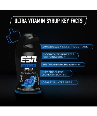 ESN Ultra Vitamin Syrup - Blue Raspberry Pack of 4 (4 x 65ml) | Enrich 6L Ready-to-Drink Beverage | International Shipping Available - Buy Online on GoSupps.com