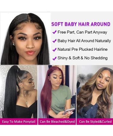 30 Inch HD Lace Front Human Hair Wig | Pre Plucked 160% Density Straight Brazilian Virgin Hair | Natural Hairline for Black Women | 13x4 Transparent Lace Wig with Baby Hair - Buy Online on GoSupps.com