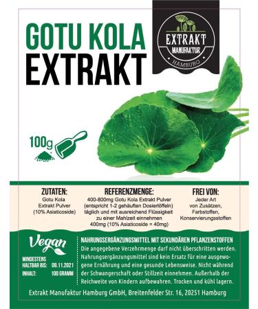 Gotu Kola Extract Powder 100g | High-Dose 10% Asiaticoside | Vegan & Additive-Free | Premium German Quality - Buy Online on GoSupps.com