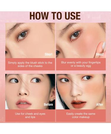 Waterproof 3-in-1 Cream Blush Stick - Long-Lasting Multi-Use Blusher for Lip, Cheek, Eye - Moisturizing & Blendable - Natural Look - Easy to Apply (02 Red Fervor) - Buy Online on GoSupps.com