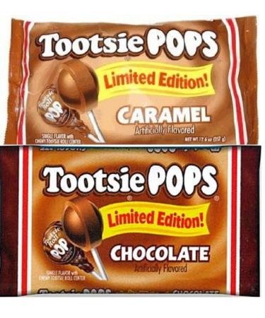 Caramel and Chocolate Tootsie Pops Limited Edition 2-pack Flavor Bundle