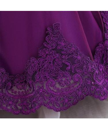 FYMNSI Baby Girl Baptism Dress Lace Floral Embroidery Formal Party Gown 9-12 Months Dark Purple - Buy Online on GoSupps.com