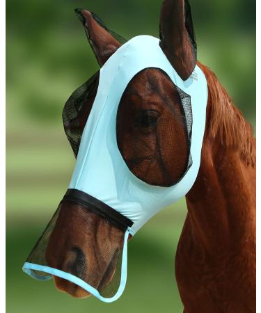 Harrison Howard Horse Fly Mask with Detachable Nose Cover-Ice Blue (L Full Size) (L Full Size) Ice Blue