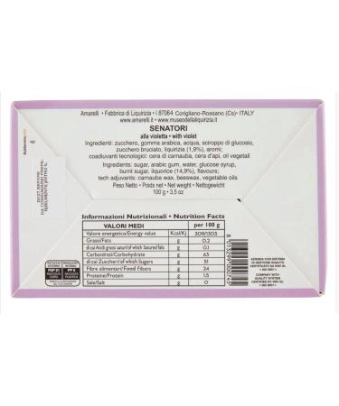 Liquirizia Amarelli - Senatori - Violet Scented Licorice - 2x100 gr - Buy Online on GoSupps.com