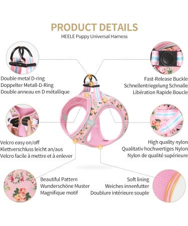 Buy Heele Anti-Pull Dog Harness for Small Dogs - Breathable Adjustable Reflective Soft & Safe - Flower Pink | International Shipping Available - Buy Online on GoSupps.com