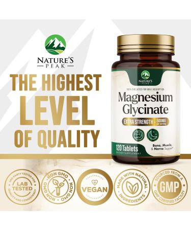 Magnesium Glycinate 500mg - Chelated for Ultra Absorption - Supports Bone Muscle Nerves & Heart Health Nature's Sleep Support Best Magnesium Supplement Pills for Whole Body Support - 120 Tablets 120 Count (Pack of 1) - Buy Online on GoSupps.com