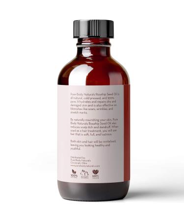 Pure Body Naturals Rosehip Oil Facial Oil for Face Nails Hair and Skin Rosehip Seed Oil 4 Fl. Ounce 4 Fl Oz (Pack of 1) - Buy Online on GoSupps.com