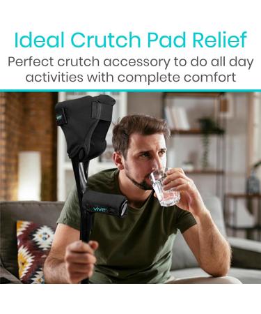 Vive Forearm Crutch Pads - Arm Cuff Padding for Adults - Mobility Handle Cushion for Men and Women (Black) - Buy Online on GoSupps.com