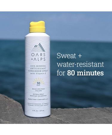 Oars + Alps Mineral SPF 30 Sunscreen Spray - Water & Sweat Resistant Vitamin E & Antioxidants Fragrance-Free 6 Oz - International Shipping Available - Buy Online on GoSupps.com