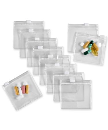 Zippered Pill Pouch Bags - 12 Pcs Slide Lock Clear Plastic Mini Bags BPA-Free for Pills Vitamins Supplements Medications Jewelry Crafts Small Objects - Self-Sealing Reusable Travel-Friendly 12 Count (Pack of 1)
