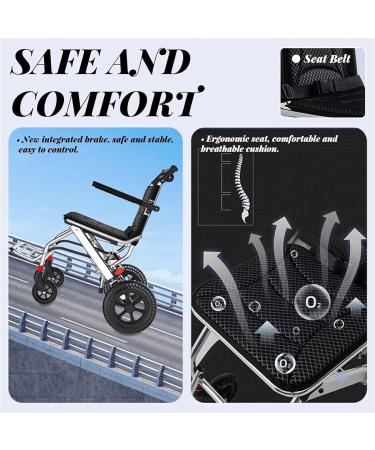 Ultra-Light Transport Wheelchair Travel Wheelchair with Pull Rod Aluminum Wheelchairs for Elderly People Sturdy and Stable for Travel Outdoor Home - Buy Online on GoSupps.com