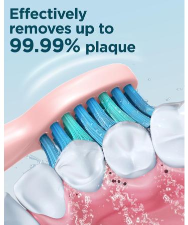 Sonic Electric Toothbrush for Adults and Kids - Rechargeable with 8 Brush Heads, 120 Days of Use, 3-Hour Fast Charge, 5 Modes, Timer - Pink - Buy Online on GoSupps.com