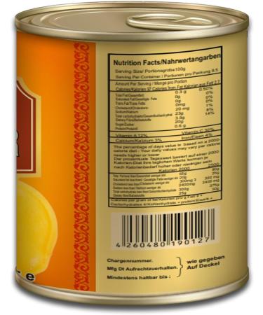 Kajal Kesar Mango pulp from mango 6 x 850 g ideal for mango shakes lassi desserts and curries natural sweet from India mango pulp Kesar without additives 6 x 850 g - Buy Online on GoSupps.com