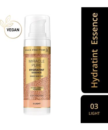 Max Factor Miracle Pure Hydratint Essence moisturizing makeup with light coverage 71 percent waterbased with microcapsule pigments 30 ml Color 3 Light - Buy Online on GoSupps.com