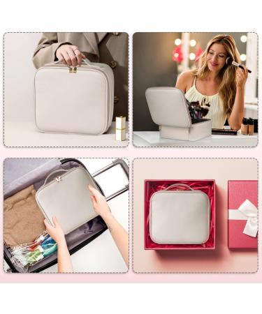 AZ GOGO Travel Makeup Bag with Lighted Mirror | Portable, Waterproof Cosmetic Organizer | 3 Color Brightness | Creamy White - Buy Online on GoSupps.com