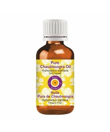 Deve Herbes Pure Chaulmoogra Oil (Hydnocarpus wightiana) Natural Therapeutic Grade Cold Pressed 100ml (3.38 oz)