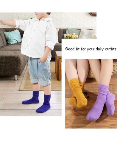 JOCMIC Girls Slouch Socks - Kids Knee High Crew Socks, Multicolor - Ages 6-8 Years - Buy Online on GoSupps.com