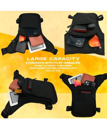 Buy Ahr Quality Large Capacity Motorcycle Leg Bag - Unisex Hip & Thigh Pocket with Zipper 3 Pockets Ideal for Work & Military Use - Buy Online on GoSupps.com