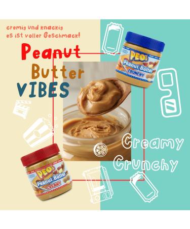 PEO's 6 x 340g Creamy Peanut Butter | Natural Peanut Butter from Roasted Peanut Kernels | Delicious Peanut Paste with Full Taste - Buy Online on GoSupps.com