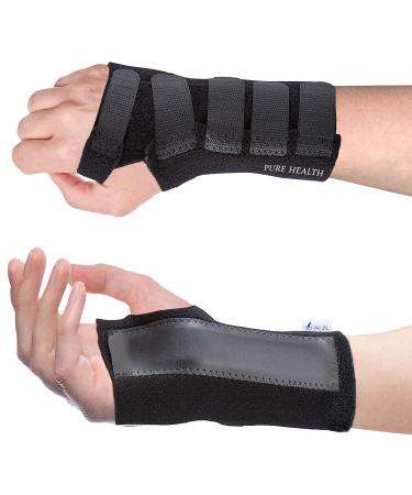 Pure Health Premium Wrist Support Brace - Carpal Tunnel Splint - Relieves Wrist Pain Sprains Tendonitis and RSI Adjustable Compression for Optimal Support - Ideal for Men Women (M Right) Right M