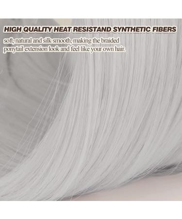 BARSDAR 66cm 2PCS Long Braided Ponytail Extensions - Soft Synthetic Hair in Ash Platinum Blonde | DIY Hair Extensions for Women - Buy Online on GoSupps.com