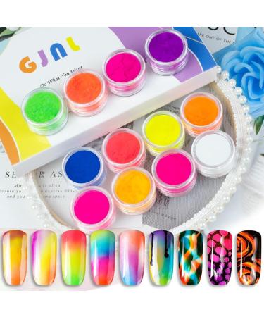 12 Colors Neon Pigment Powder for Nails & Eyeshadow - Unique Gifts for Women | Fluorescent Rainbow Smoke Nails - Christmas & Secret Santa Presents - Buy Online on GoSupps.com