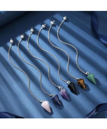 Xiannvxi 6pcs Crystal Pendulum Set - Amethyst Rose Quartz Obsidian Lapislazuli & More | Spiritual Reiki Accessories for Energy Work - Buy Online on GoSupps.com