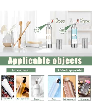 6Pcs 1.7oz/50ml Refillable Airless Pump Bottles - Cosmetic Containers for Travel - Silver - Buy Online on GoSupps.com