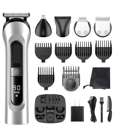Pro Hair Clipper 5 in 1 Hair Trimmer Cordless Hair Clipper Rechargeable Men's Body Shaver LCD Screen Grooming Kit
