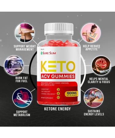 Sure Slim Keto ACV Gummies - 60 Gummies, Advanced Apple Cider Vinegar Formula - Buy Online on GoSupps.com