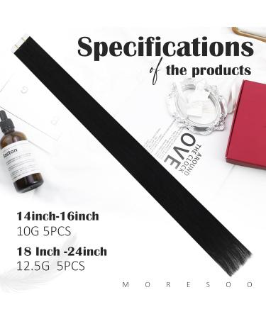 Moresoo Virgin Tape-In Extensions | Real Remy Hair | Invisible Adhesive Tapes | 5 Pieces 50cm - #1 2nd Virgin Hair - Buy Online on GoSupps.com
