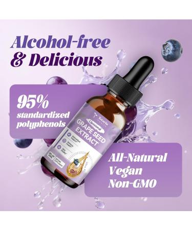 Grape Seed Extract Liquid Drops | High Potency 95% Polyphenols Antioxidant Supplement for Skin, Heart & Immune Support | Vegan, Gluten Free | Alcohol-Free & Non-GMO | 2FL 2 Fl Oz (Pack of 1) - Buy Online on GoSupps.com