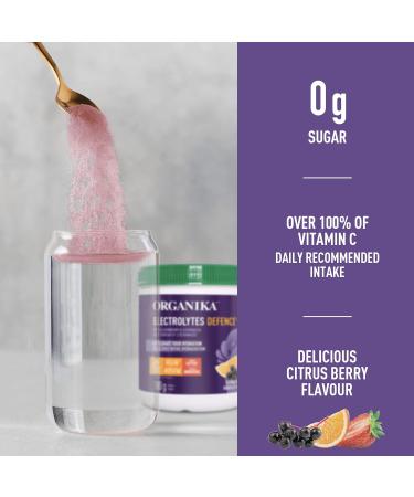 Organika Electrolytes Defence with Elderberry and Echinacea- Citrus Berry & Electrolytes + Enhanced Collagen- Strawberry Peach Flavour- Sugar-Free Hydration + Protein 360 gram - 30 Servings Defence + Enhanced - Buy Online on GoSupps.com