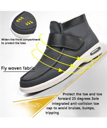 FZYUAN Men's Extra Wide Diabetic Shoes with Adjustable Closures - Grey 5 - Buy Online on GoSupps.com