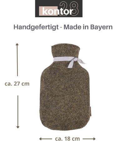 Kontor28 Wolly Cuddling Warm Bottle - 0.8L Natural Rubber Alpaca Wool Cover Oeko-Tex Standard 100 Handmade in Germany - Moss Green - Buy Online on GoSupps.com