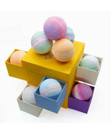 InStarryWinter Large Bath Bombs Gift Set XXL Natural Bath Handmade Organic Bombs Bubble Bath with Essential Oils Bomb for Women 8x4.6oz Yellow