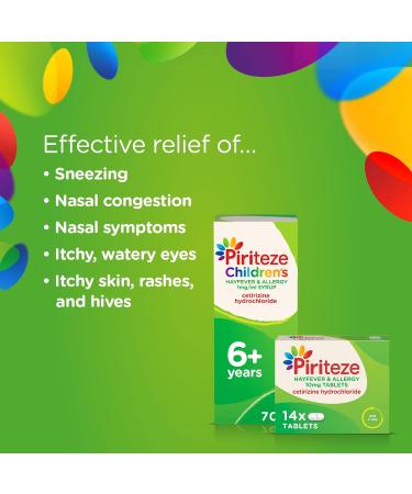 Piriteze Allergy Relief Tablets 24-Hour Max Strength Cetirizine Antihistamine - 7 Tablets - Buy Online on GoSupps.com