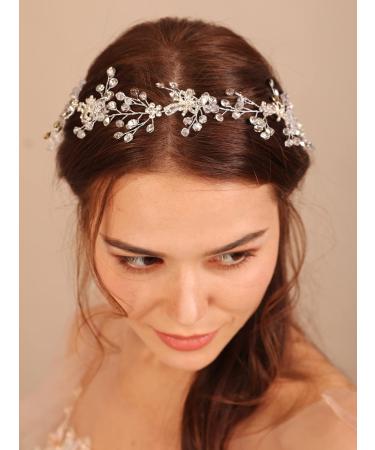 Deniferymakeup Silver Crystal Headband Rhinestone Hair Vine Rhinestone Hair Piece for Wedding Brides Bridesmaid - Buy Online on GoSupps.com