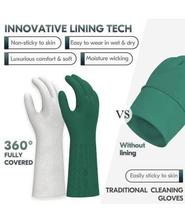 Vgo Household Gloves with Lining, Latex-Free & Odorless, Thick Antislip Cleaning Gloves for Kitchen, Bathroom, and Garden - 1 Pair Large (Dark Green) - Buy Online on GoSupps.com
